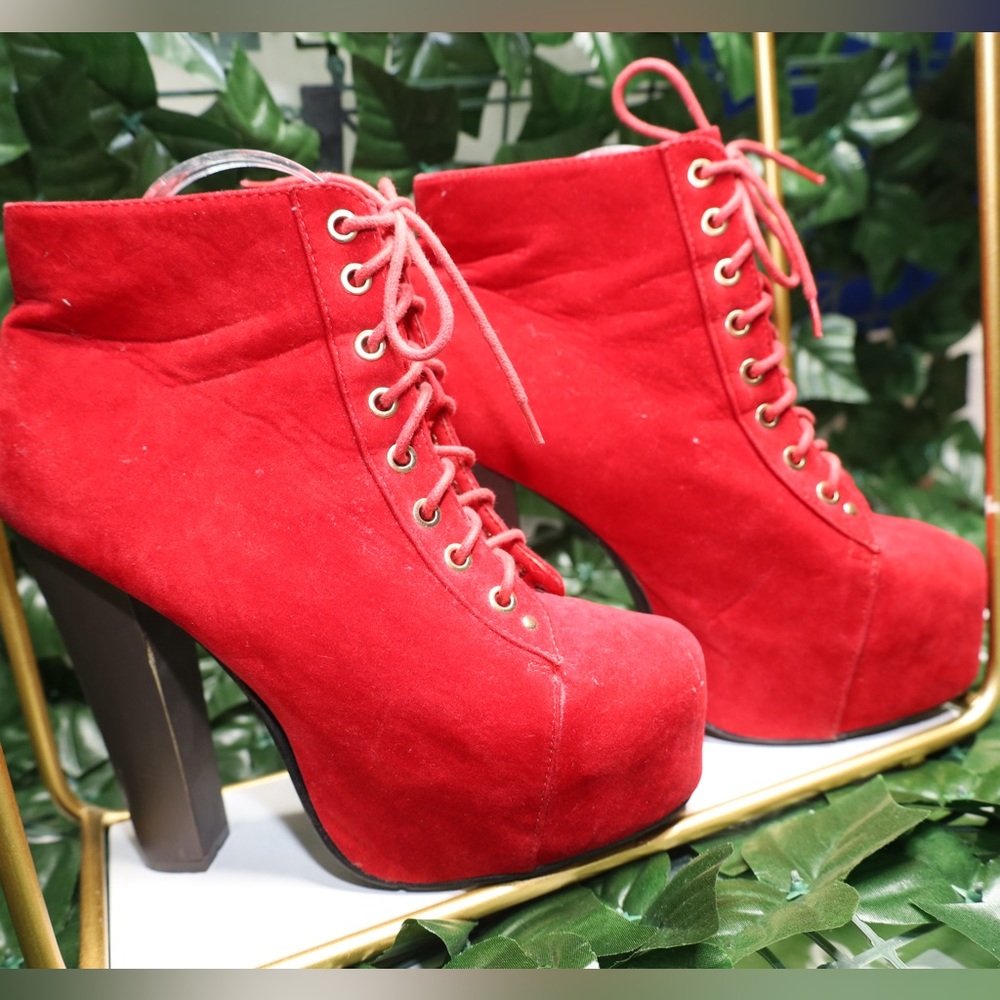 Velvet Red Bootie - Picture 3 of 4